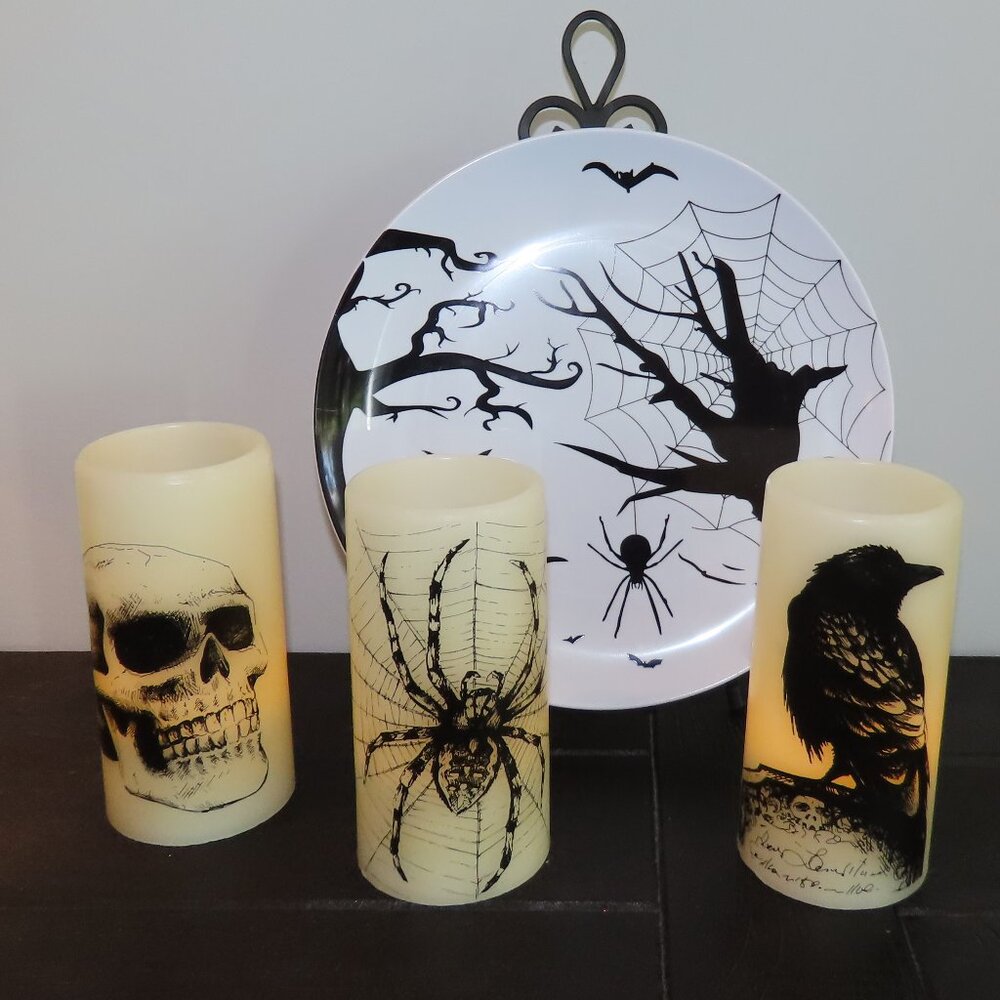 Set of 3 Battery Operated Wax Halloween Candles